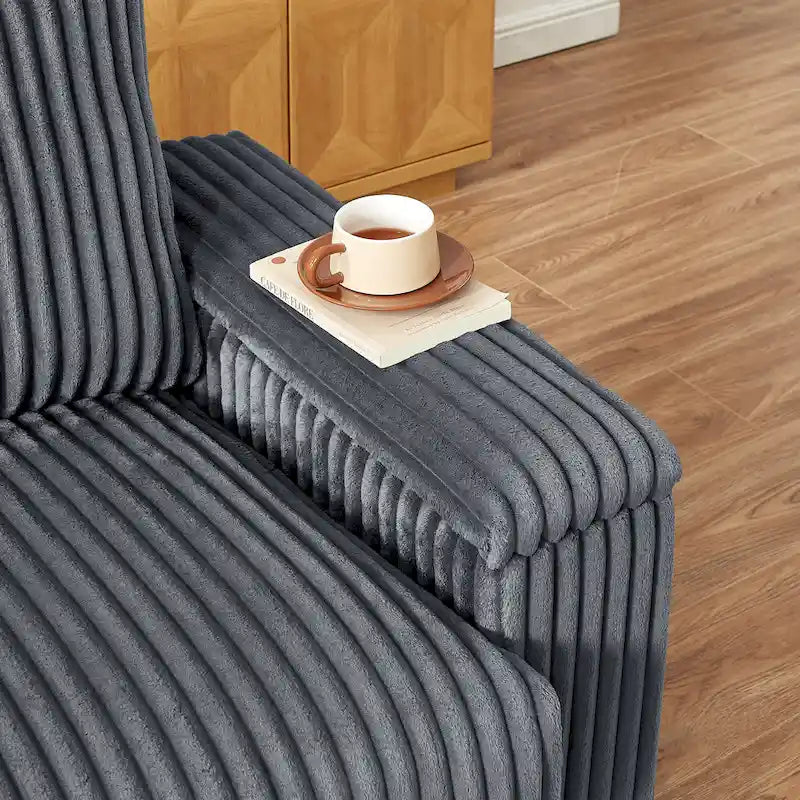 Dark Grey 71 Fabric Loveseat Sofa with Square Storage Armrest and USB port for Living Room