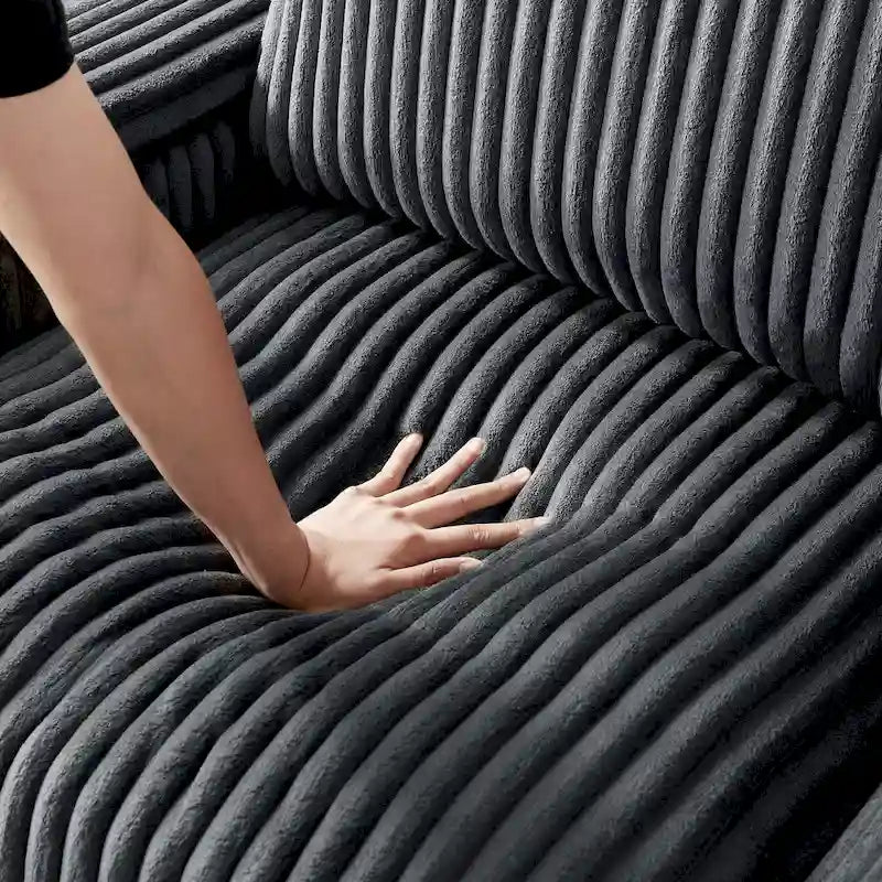 Dark Grey 71 Fabric Loveseat Sofa with Square Storage Armrest and USB port for Living Room