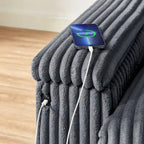Dark Grey 71 Fabric Loveseat Sofa with Square Storage Armrest and USB port for Living Room