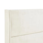 Beige Queen Size Style Platform Bed with Wingback Velvet Headboard