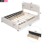 Velvet Queen Platform Bed with 4 Drawers & Nailhead Trim