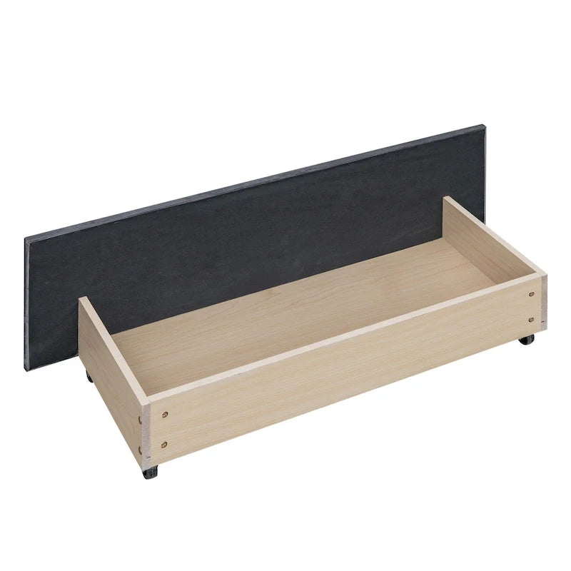 Velvet Queen Platform Bed with 4 Drawers & Nailhead Trim