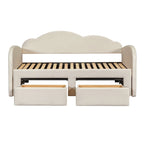 Twin Cloud Velvet Daybed with Trundle, Drawers, and USB