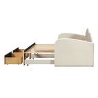 Twin Cloud Velvet Daybed with Trundle, Drawers, and USB