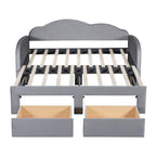 Twin Cloud Velvet Daybed with Trundle, Drawers, and USB