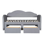 Twin Cloud Velvet Daybed with Trundle, Drawers, and USB