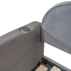Twin Cloud Velvet Daybed with Trundle, Drawers, and USB