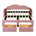 Twin Cloud Velvet Daybed with Trundle, Drawers, and USB