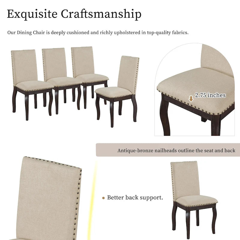 5-Piece Wooden Dining Table Set with Extendable Round Table & 4 Chairs