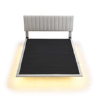 Queen Velvet Floating Bed with Sensor Light and Tufted Headboard