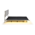 Queen Velvet Floating Bed with Sensor Light and Tufted Headboard