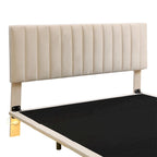 Queen Velvet Floating Bed with Sensor Light and Tufted Headboard