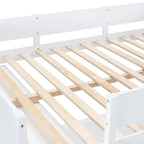 Full Size Solid Wood Loft Bed with Desk and Shelf for Kids