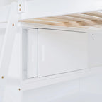 Full Size Solid Wood Loft Bed with Desk and Shelf for Kids