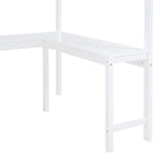 Full Size Solid Wood Loft Bed with Desk and Shelf for Kids