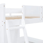 Full Size Solid Wood Loft Bed with Desk and Shelf for Kids