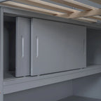 Full Size Solid Wood Loft Bed with Desk and Shelf for Kids