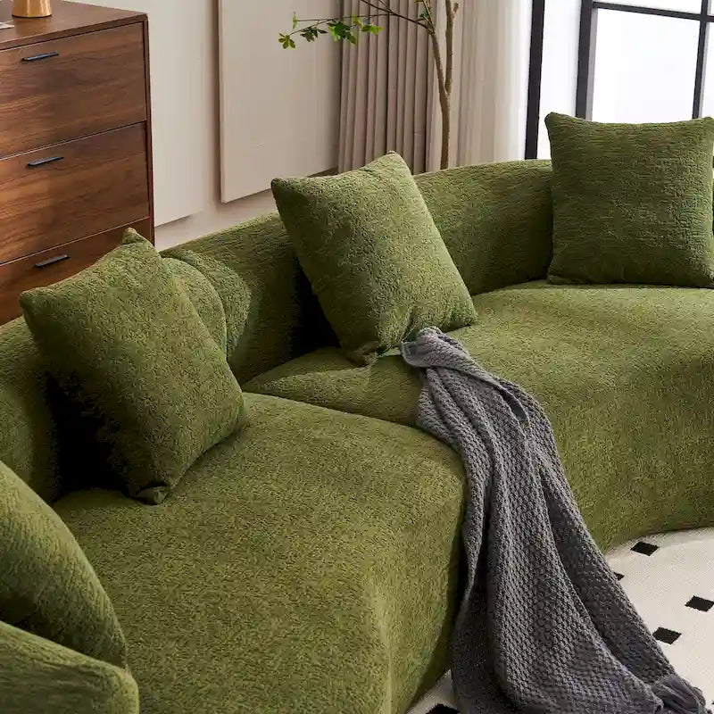 Luxury Chenille Fabric Sofa,4 Seater Modular Curved Sectional Couch