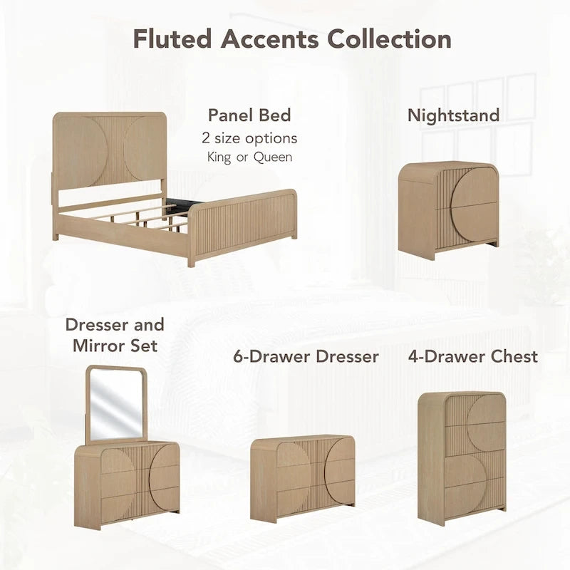 Furniture of America Adrienne Modern Rustic Solid Wood Fluting Panel Bed