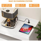 Sideboard Buffet Cabinet with LED Light & Power Outlet Storage Cabinet Coffee Bar Table