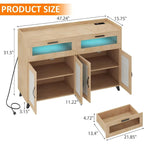 Sideboard Buffet Cabinet with LED Light & Power Outlet Storage Cabinet Coffee Bar Table