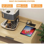 Sideboard Buffet Cabinet with LED Light & Power Outlet Storage Cabinet Coffee Bar Table