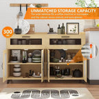 Sideboard Buffet Cabinet with LED Light & Power Outlet Storage Cabinet Coffee Bar Table