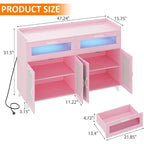 Sideboard Buffet Cabinet with LED Light & Power Outlet Storage Cabinet Coffee Bar Table