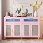 Sideboard Buffet Cabinet with LED Light & Power Outlet Storage Cabinet Coffee Bar Table