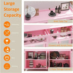 Sideboard Buffet Cabinet with LED Light & Power Outlet Storage Cabinet Coffee Bar Table