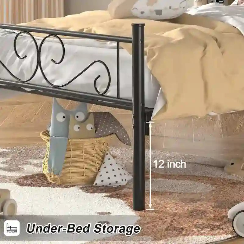 Metal Bed Frame with Headboard and Footboard- Twin/Full/Queen Size Bed