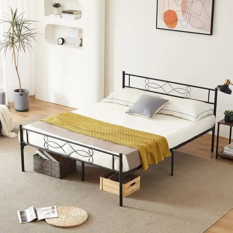 Metal Bed Frame with Headboard and Footboard- Twin/Full/Queen Size Bed