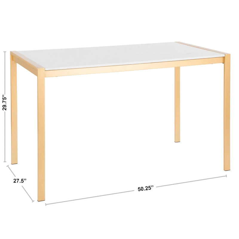 Fuji Contemporary-Glam Gold Dining Table - N/A