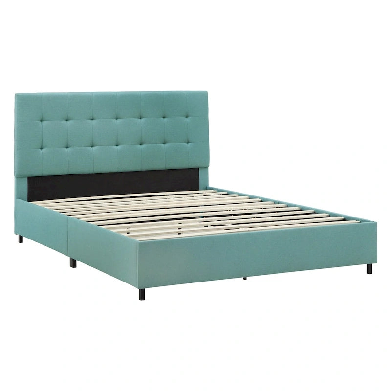 Linen Tufted Queen Platform Bed