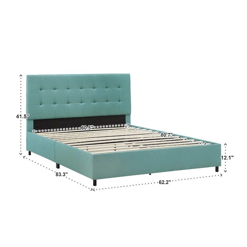 Linen Tufted Queen Platform Bed