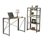 OS Home and Office Furniture Model No Tool Writing Desk with Metal Legs and Sewn Oak Laminate Top