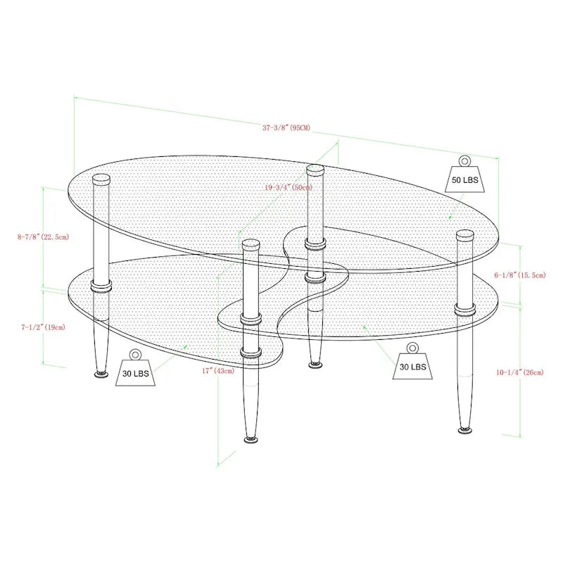 Middlebrook Toston Modern Frosted Glass 38 Coffee Table