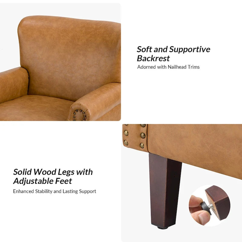 Levi Vegan Transitional Armchair with Rolled Arms Set of 2