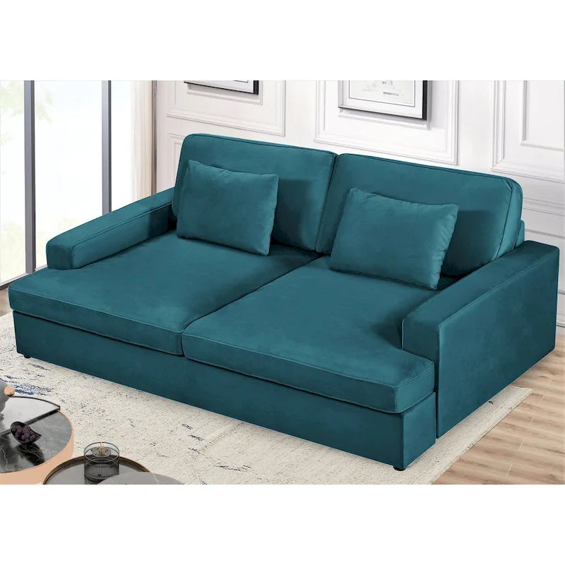 94.49W Velvet Square arms Oversized Sofa / twin-sized Sofa Bed