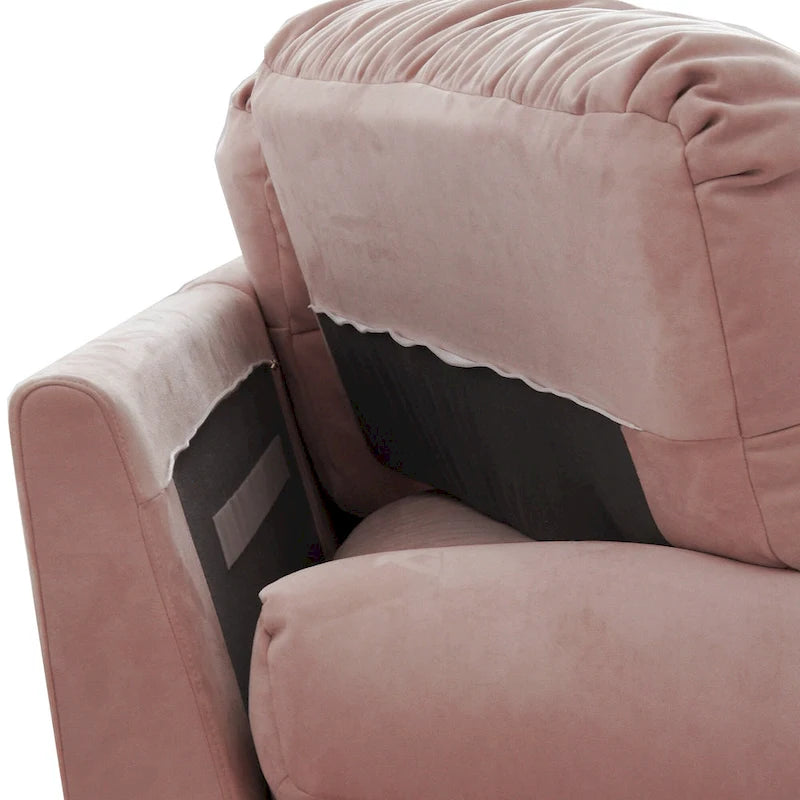 89 Modern Section Sofa with Arms Velvet Fabric Sofa For Living Room