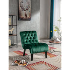 Velvet Upholstered Leisure Chair For Living Room With Wood Legs