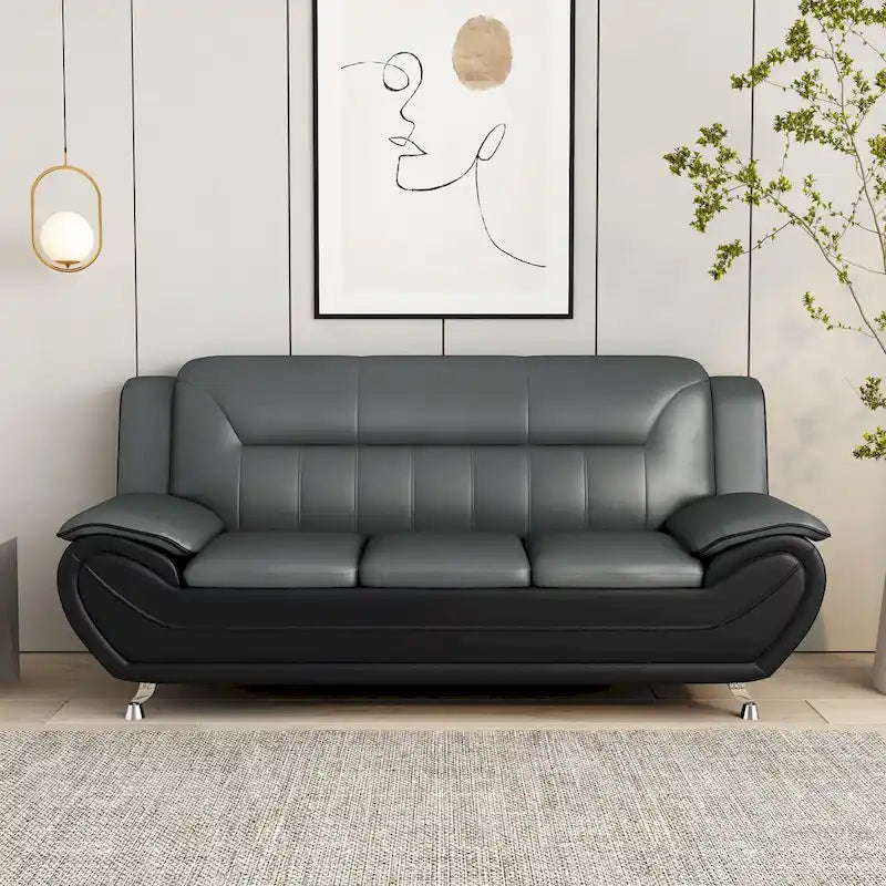William Street Faux Leather Upholstered 2PCS Living Room Set