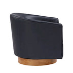 Faux Leather Wood Base Barrel Swivel Chair