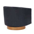 Faux Leather Wood Base Barrel Swivel Chair