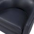 Faux Leather Wood Base Barrel Swivel Chair