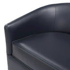 Faux Leather Wood Base Barrel Swivel Chair