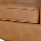 Faux Leather Wood Base Barrel Swivel Chair