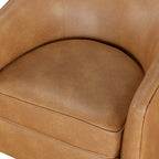 Faux Leather Wood Base Barrel Swivel Chair