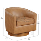 Faux Leather Wood Base Barrel Swivel Chair