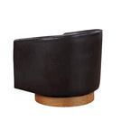 Faux Leather Wood Base Barrel Swivel Chair